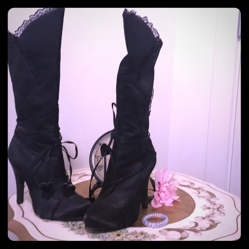 Satin stiletto boots